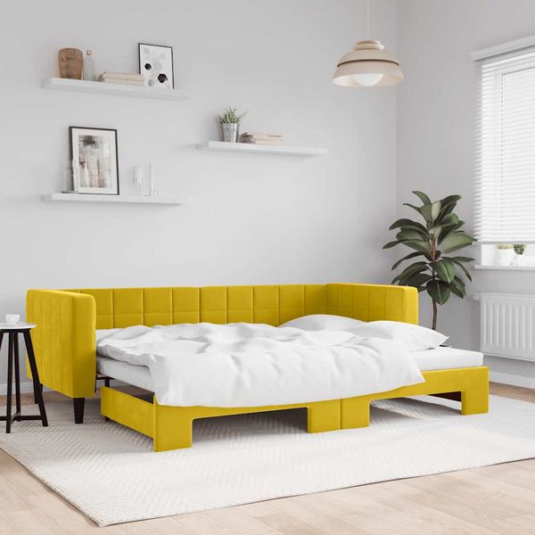 vidaXL Denná posteľ s rozkladacou posteľou žltá 80x200 cm zamat