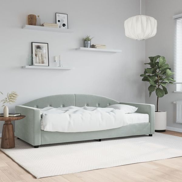 vidaXL Denná posteľ s matracom bledosivá 90x190 cm zamat