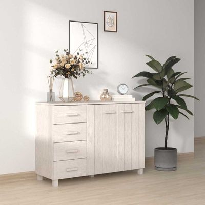 vidaXL Komoda HAMAR, biela 113x40x80 cm, borovicový masív