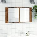 vidaXL LED zrkadlová skrinka staré drevo 90x12x45 cm kompozitné drevo
