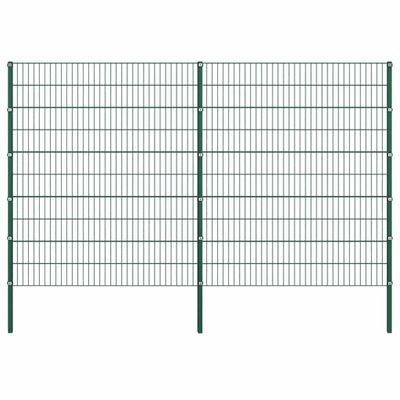 vidaXL Plotový panel so stĺpikmi, železný 349x200 cm, zelený
