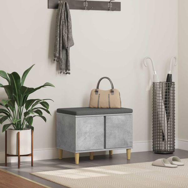 vidaXL Predsieňová lavica s vankúšom Betónovo Sivá 60 x 38 x 46 cm