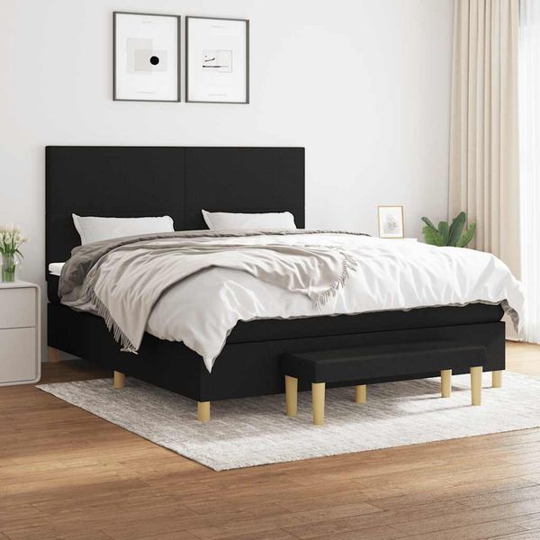 vidaXL Posteľný rám boxspring s matracom čierny 160x200 cm látka