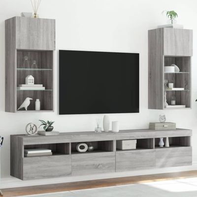 vidaXL TV skrinky s LED svetlami 2 ks sivé sonoma 40,5x30x90 cm