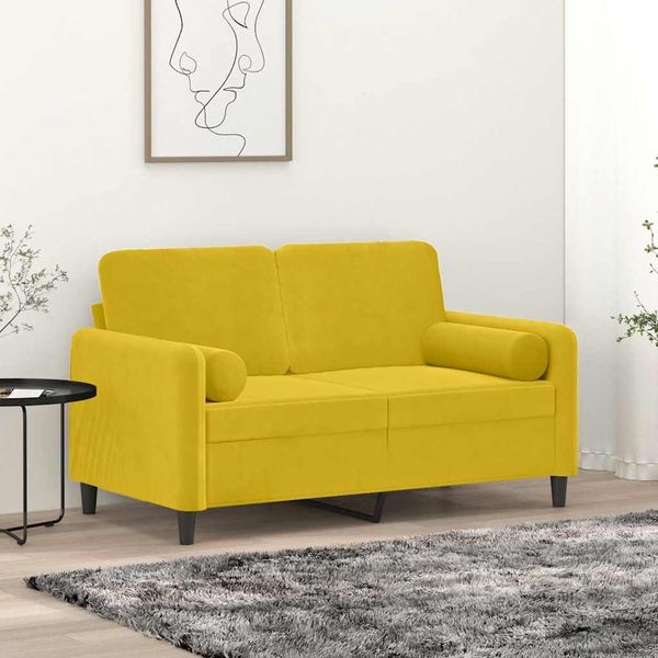 vidaXL 2-miestna pohovka s vankúšikmi žltá 120 cm zamat