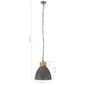 vidaXL Industriálna závesná lampa sivá železo a masívne drevo 46 cm E27