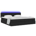 vidaXL LED úložná posteľ s matracom Čierna 200 x 200 cm Látka