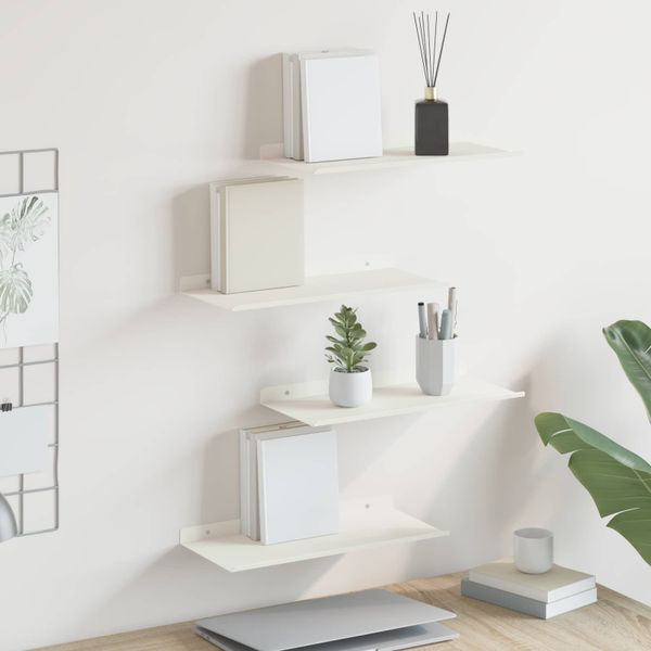 vidaXL Závesná polica 4 ks Biely 40 x 18 x 2,5 cm Oceľ