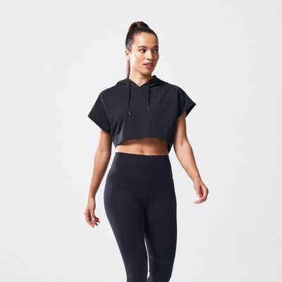 Dámske tričko Vented Crop Hoodie Black - SQUATWOLF, veľkosť L