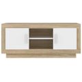 vidaXL TV stolík biely a sonoma 102x35x50 cm spracované drevo