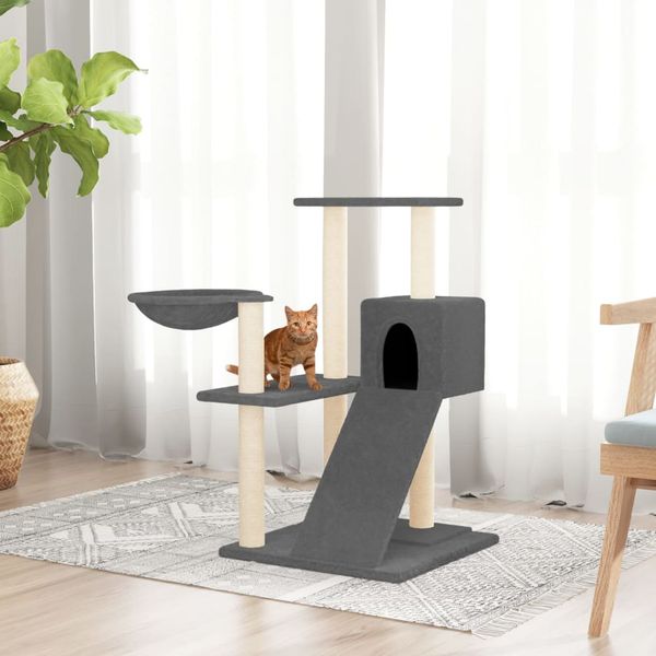 vidaXL Škrabadlo pre mačky so sisalovými stĺpikmi tmavosivé 82 cm