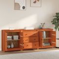 vidaXL Servírovacia skriňa 3 ks Vosková Hnedá 210 x 35 x 80 cm