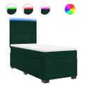 vidaXL Posteľný rám boxsping s matracom tmavozelený 90x200 cm zamat