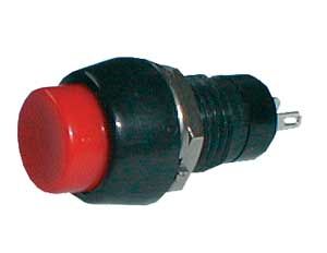 Prepínač tlačidlo okrúhle OFF-(ON) stredové červené (12 V)