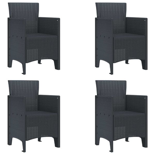 vidaXL Záhradná stolička 4 pcs Antracit 53 x 49 x 85 cm Polypropylén
