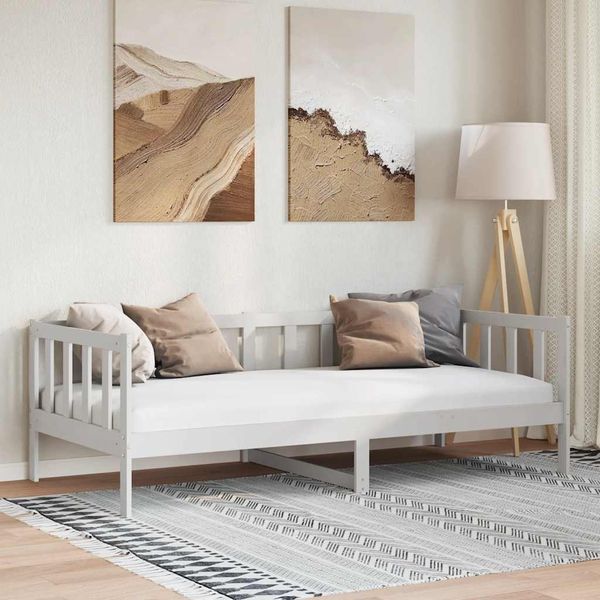 vidaXL Denná posteľ biela borovicový masív 90x200 cm