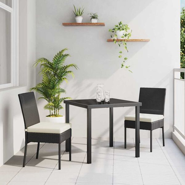 vidaXL Záhradný jedálenský set 3 pcs Čierna