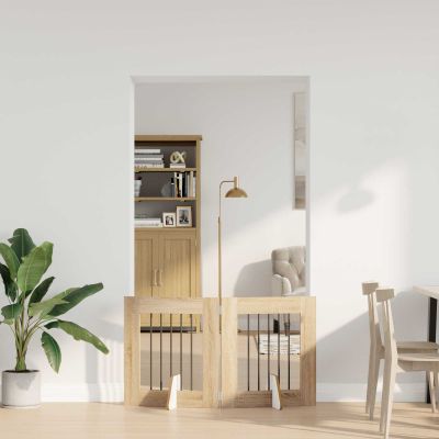 vidaXL Skladacia psia brána so stojanmi 2 ks Dub sonoma 120,5 cm