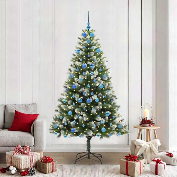 vidaXL Umelý vianočný stromček s umelým snehom 300 LED Teplá biela