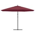 vidaXL Závesný záhradný slnečník, hliníková tyč 350 cm, bordový