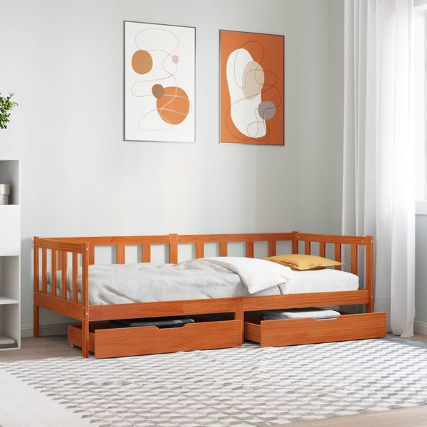 vidaXL Ležadlo so zásuvkou 3 pcs Včelí hnedý Masívne borovicové drevo