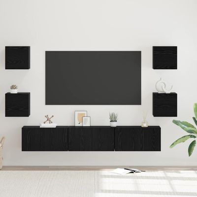 vidaXL Zostava TV skriniek Nástenný 7 pcs Čierny dub Kompozitné drevo