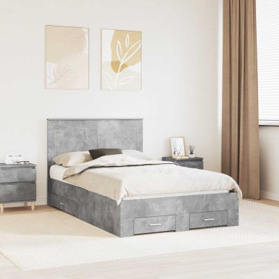 vidaXL Rám postele Betónová šedá 135 x 190 cm Kompozitné drevo