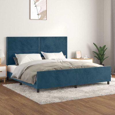 vidaXL Rám postele bez matraca tmavomodrý 200x200 cm zamat