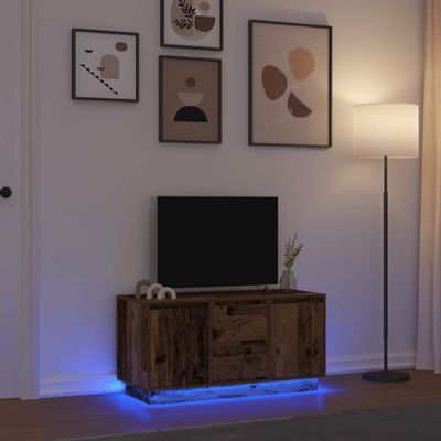 vidaXL TV skrinka s LED svetlami staré drevo 100x41x50 cm