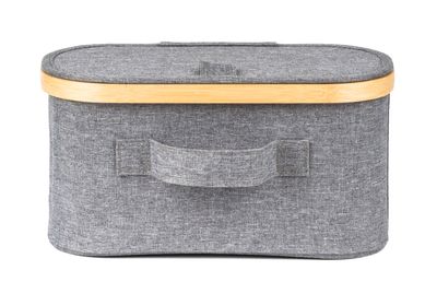 Úložný box G21 30 x 15 x 15 cm, bambusový s vekom, sivý