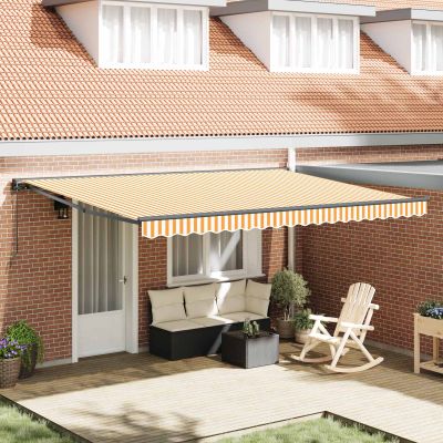 vidaXL Rám markízy Žltá a biela 450 × 300 cm Polyester s PU povrchom