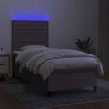 vidaXL Posteľ boxsping s matracom a LED sivohnedá 80x200 cm látka