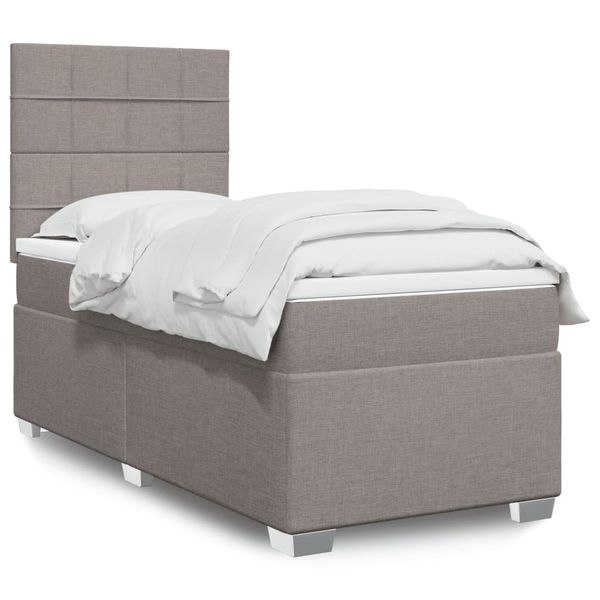 vidaXL Posteľný rám boxspring s matracom sivohnedý 90x190 cm látka