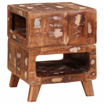 vidaXL Koncový stôl Hnedá 40 x 40 x 49 cm Masívne obnovené drevo