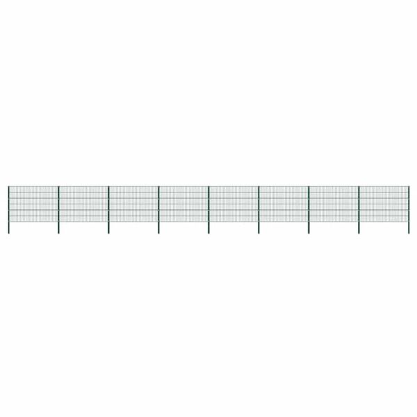 vidaXL Plotový panel so stĺpikmi, železný 1385x120 cm, zelený