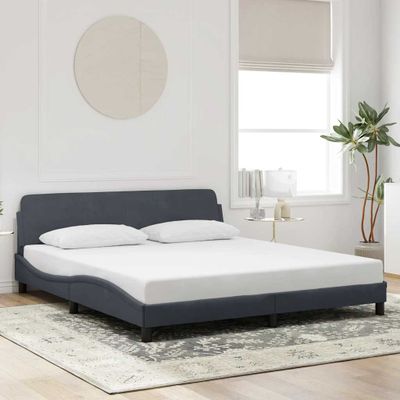 vidaXL Rám postele Dover tmavosivý 180x200 cm zamatový