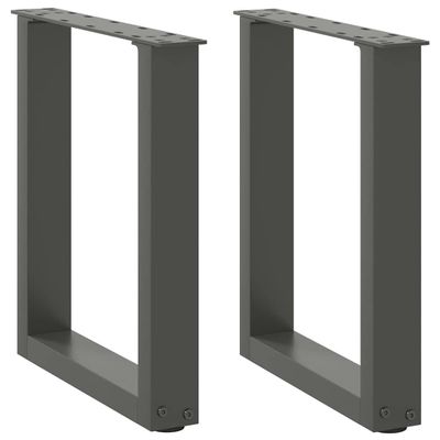 vidaXL Nohy konferenčného stolíka v tvare U, 2 ks, antracitové, 38 x (42-43) cm, oceľ