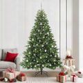vidaXL Umelý vianočný stromček s 300 LED-i Zelená 210 cm PE a PVC