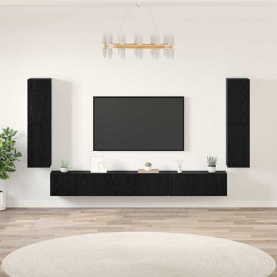 vidaXL TV jednotky Nástenný 4 pcs Čierny dub Kompozitné drevo