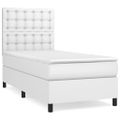 vidaXL Boxspring posteľ s matracom biela 90x200 cm umelá koža