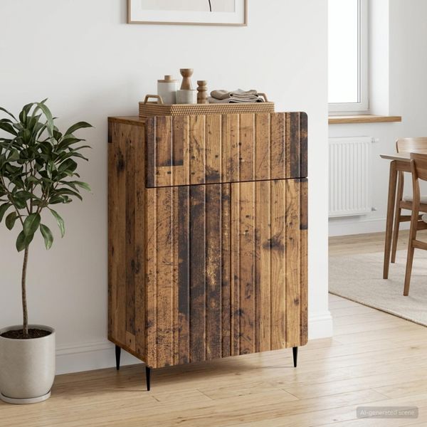 vidaXL Servírovacia skriňa so zásuvkou Staré drevo 66 x 34,5 x 92 cm