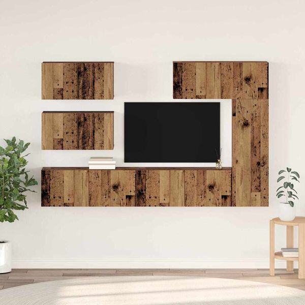 vidaXL Zostava TV skriniek Nástenný 6 pcs Staré drevo Kompozitné drevo