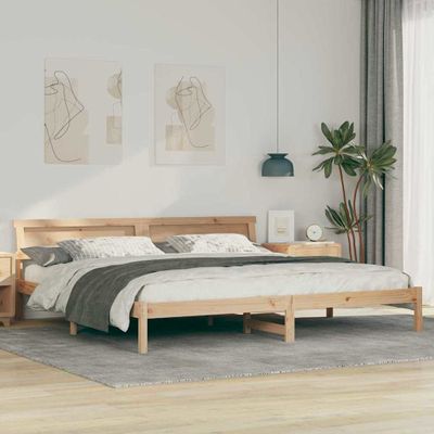 vidaXL Rám postele s čelnou doskou Hnedá 200 x 200 cm Borovicový masív