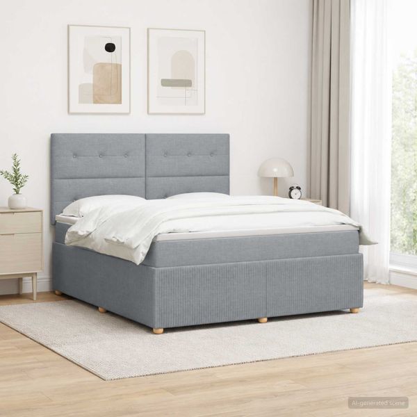 vidaXL Posteľ boxspring s matracom Svetlosivá 180 x 200 cm Látka