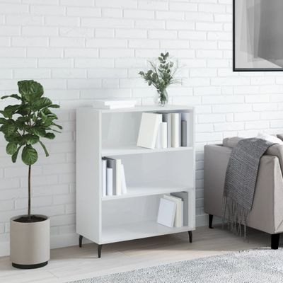 vidaXL Poličková skrinka lesklá biela 69,5x32,5x90 cm kompozitné drevo
