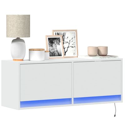 vidaXL TV nástenná skrinka s LED svetlami biela 100x31x38 cm