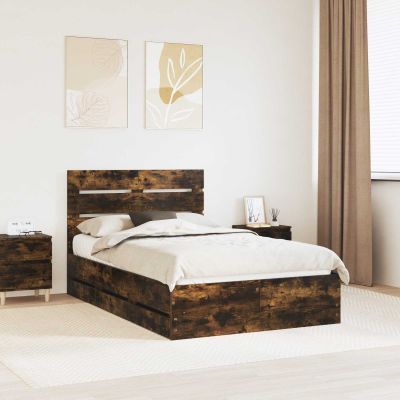 vidaXL Rám postele Dymová dub 120 x 190 cm Inžinierske drevo