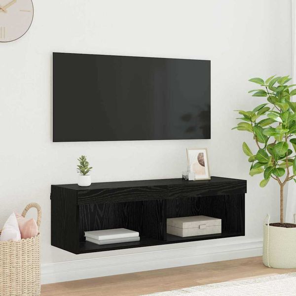 vidaXL TV nástenná skriňa Čierny dub 100 x 30 x 30 cm Kompozitné drevo