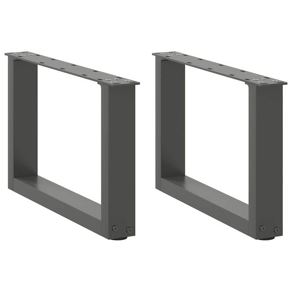 vidaXL Nohy konferenčného stolíka v tvare U, 2 ks, antracitové, 50 x (30-31) cm, oceľ