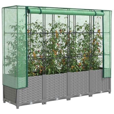 vidaXL Záhon s krytom na skleník ratanový vzhľad 160x40x138 cm